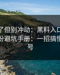太离谱了但别冲动：黑料入口网红黑料：一份避坑手册：一招搞懂发布账号