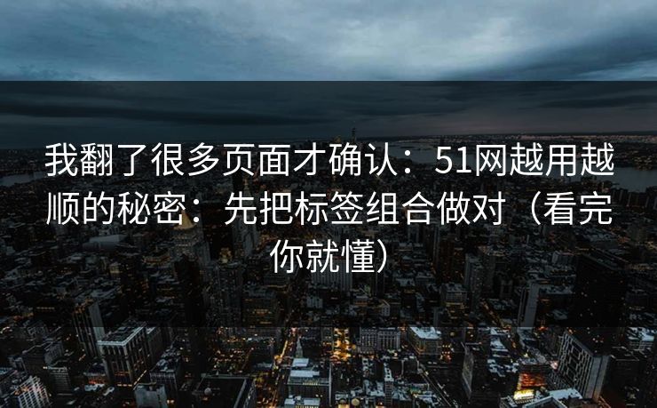 我翻了很多页面才确认:51网越用越顺的秘密:先把标签组合做对(看完你就懂) 我翻了很多页面才确认:51网越用越顺的秘密:先把标签组合做对(看完你就懂)