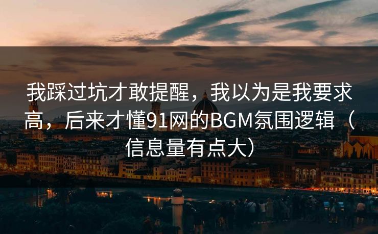我踩过坑才敢提醒，我以为是我要求高，后来才懂91网的BGM氛围逻辑（信息量有点大）