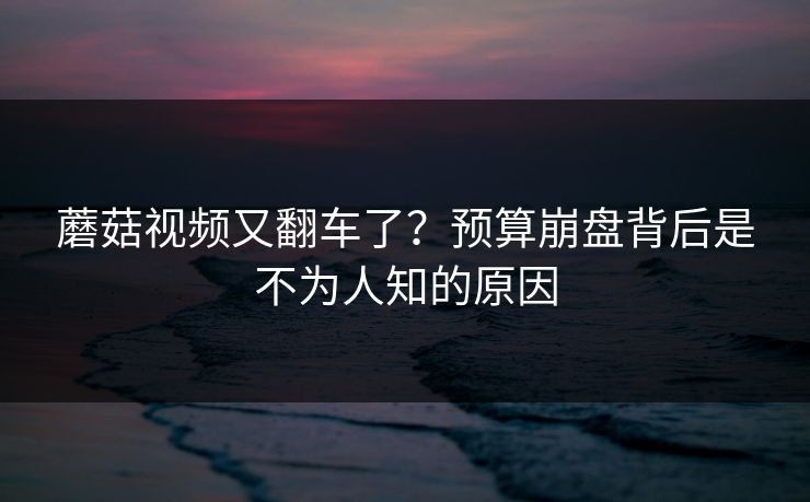 蘑菇视频又翻车了？预算崩盘背后是不为人知的原因