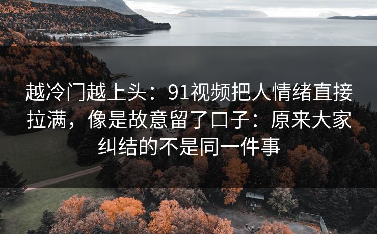 越冷门越上头:91视频把人情绪直接拉满,像是故意留了口子:原来大家纠结的不是同一件事 越冷门越上头:91视频把人情绪直接拉满,像是故意留了口子:原来大家纠结的不是同一件事